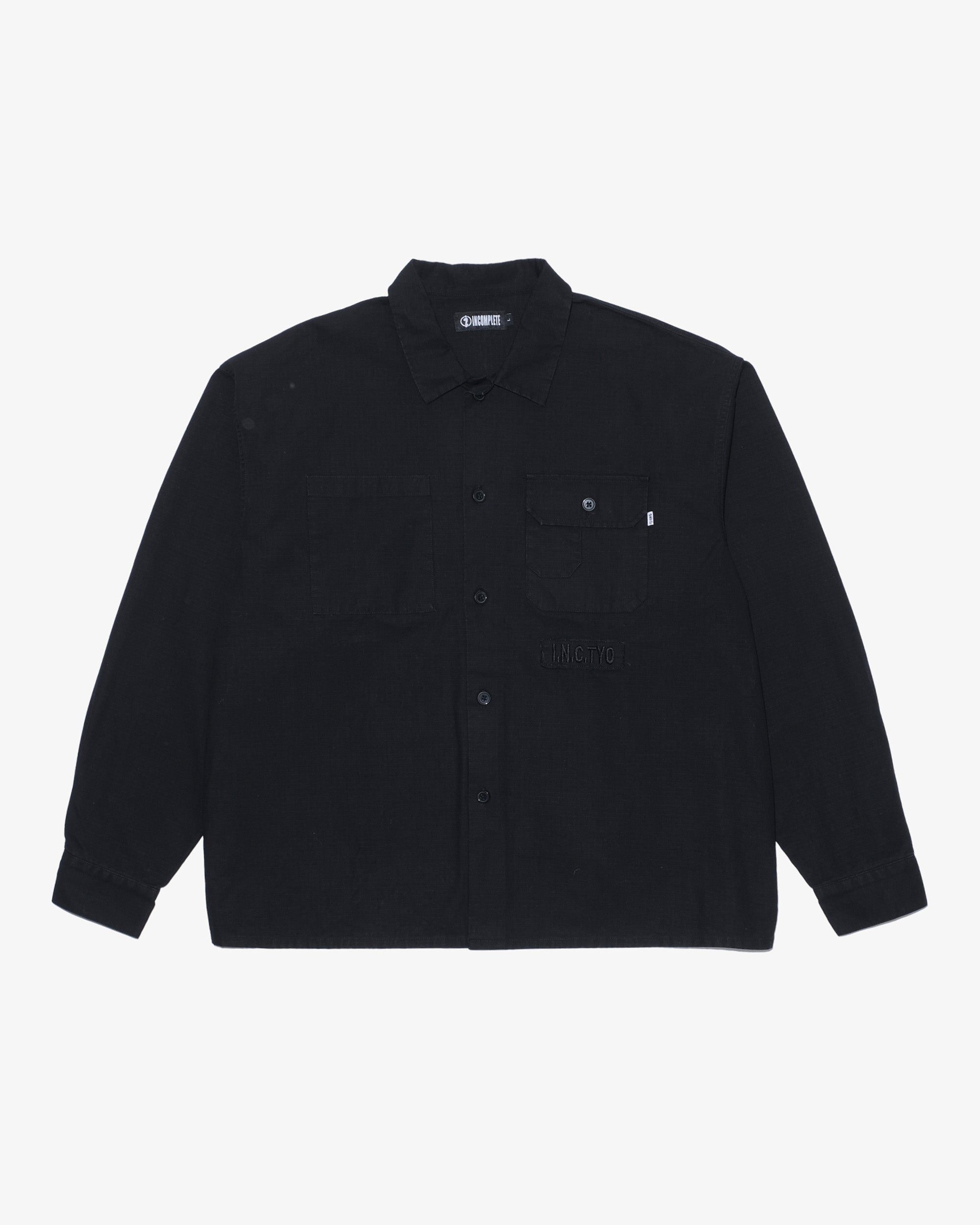 Ripstop L/S shirts -BLACK- – Incomplete Tokyo