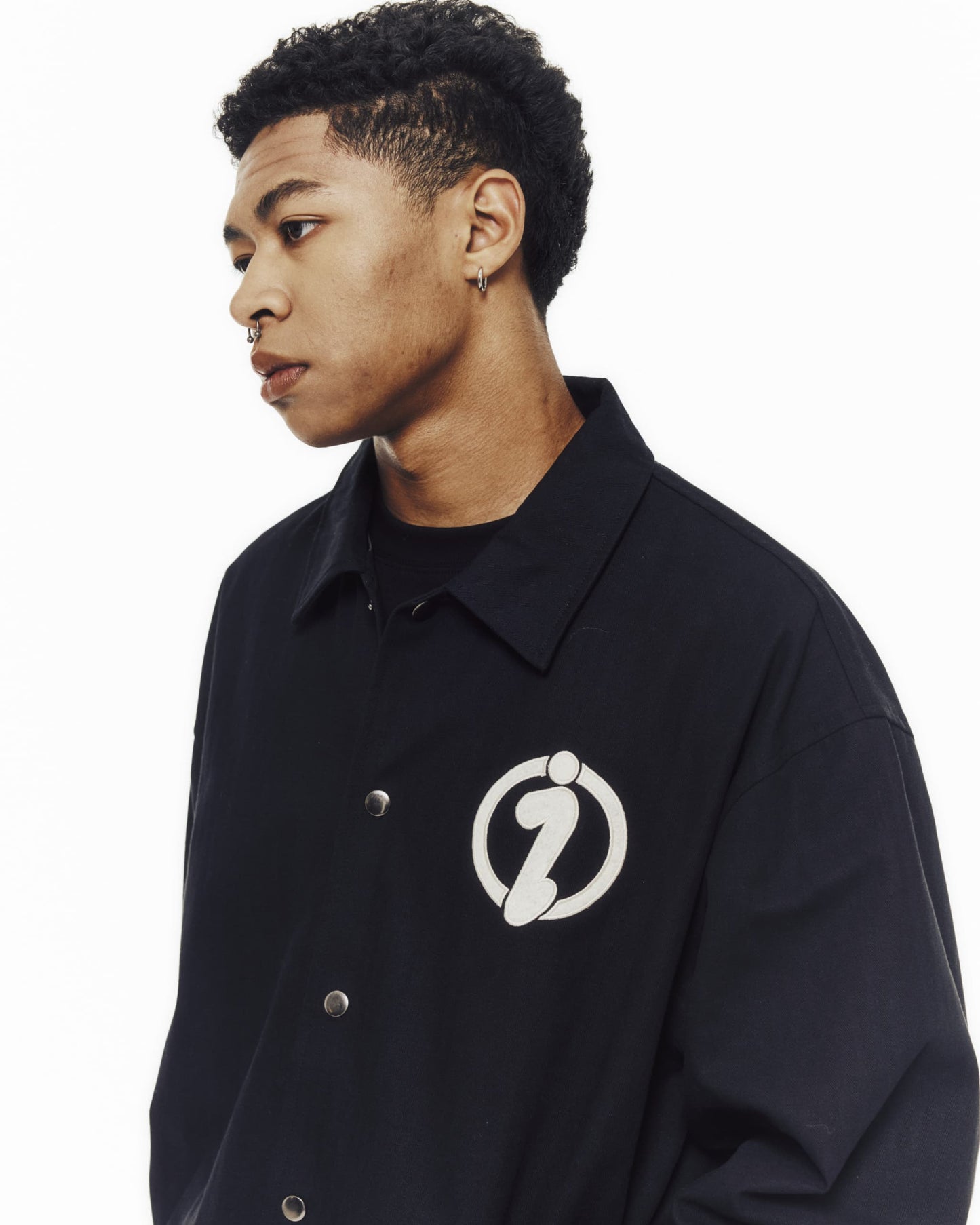 Herringbone Coach Jacket -BLACK-