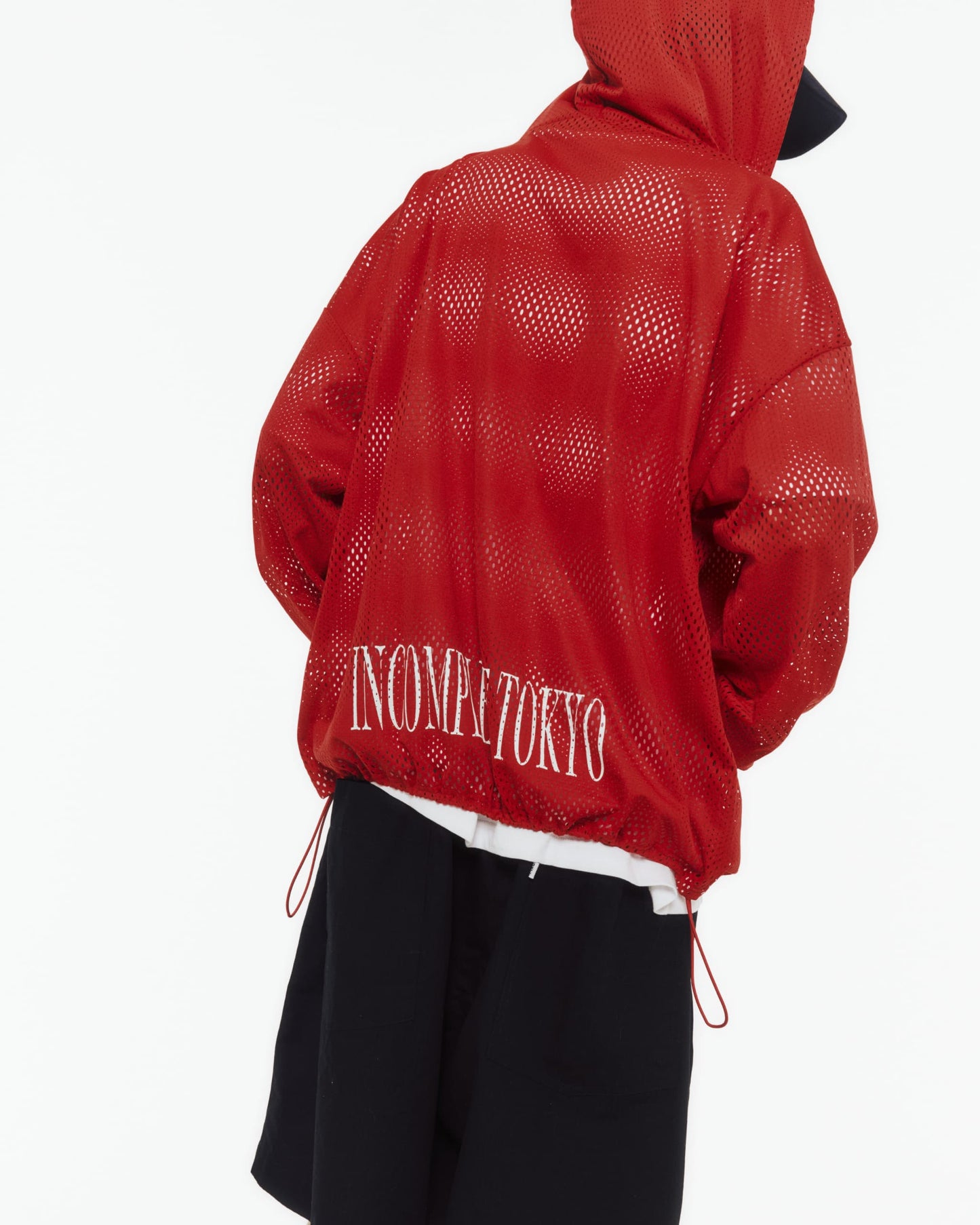 Mesh zip hoodie -RED-