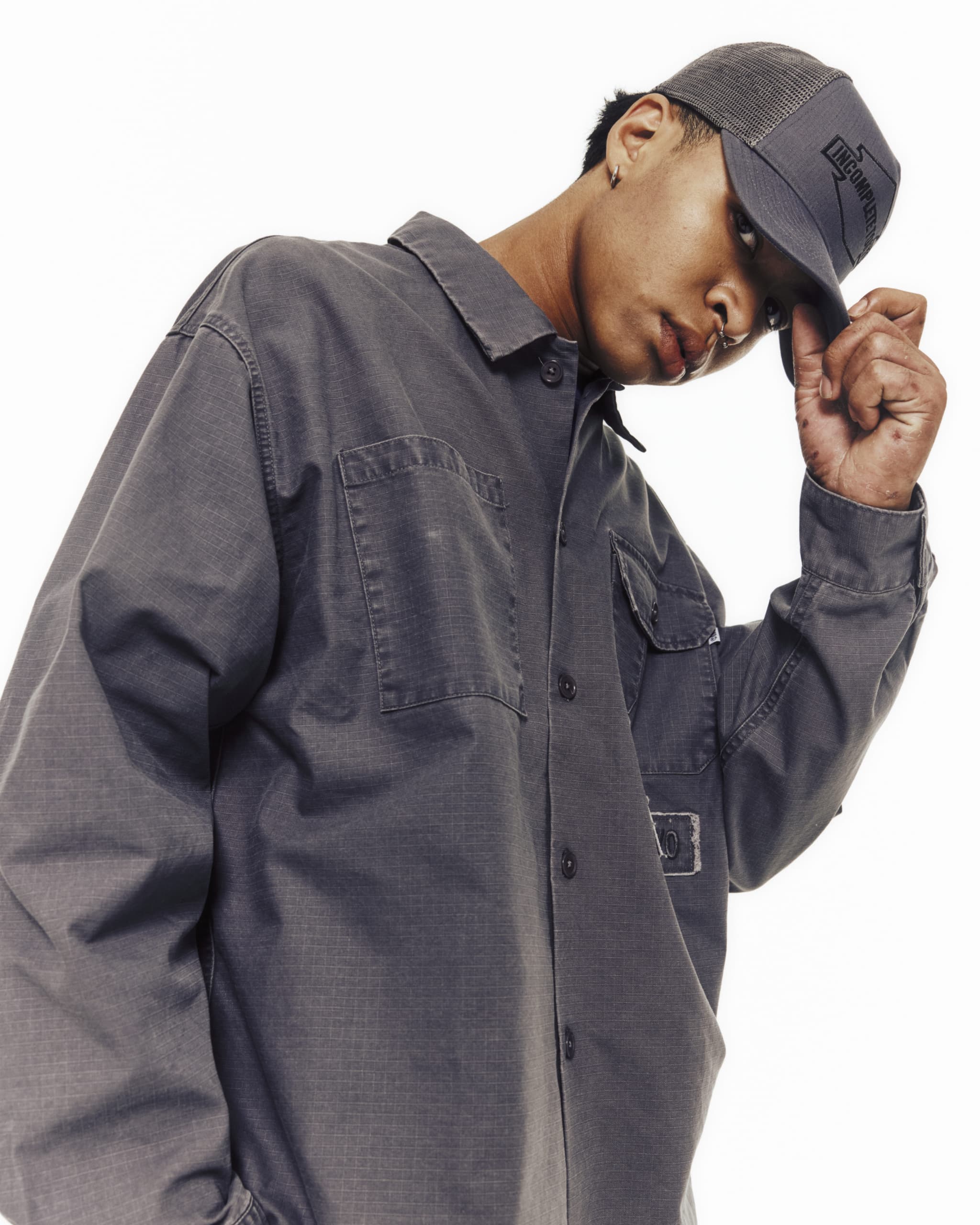 Ripstop L/S shirts -BLACK- – Incomplete Tokyo