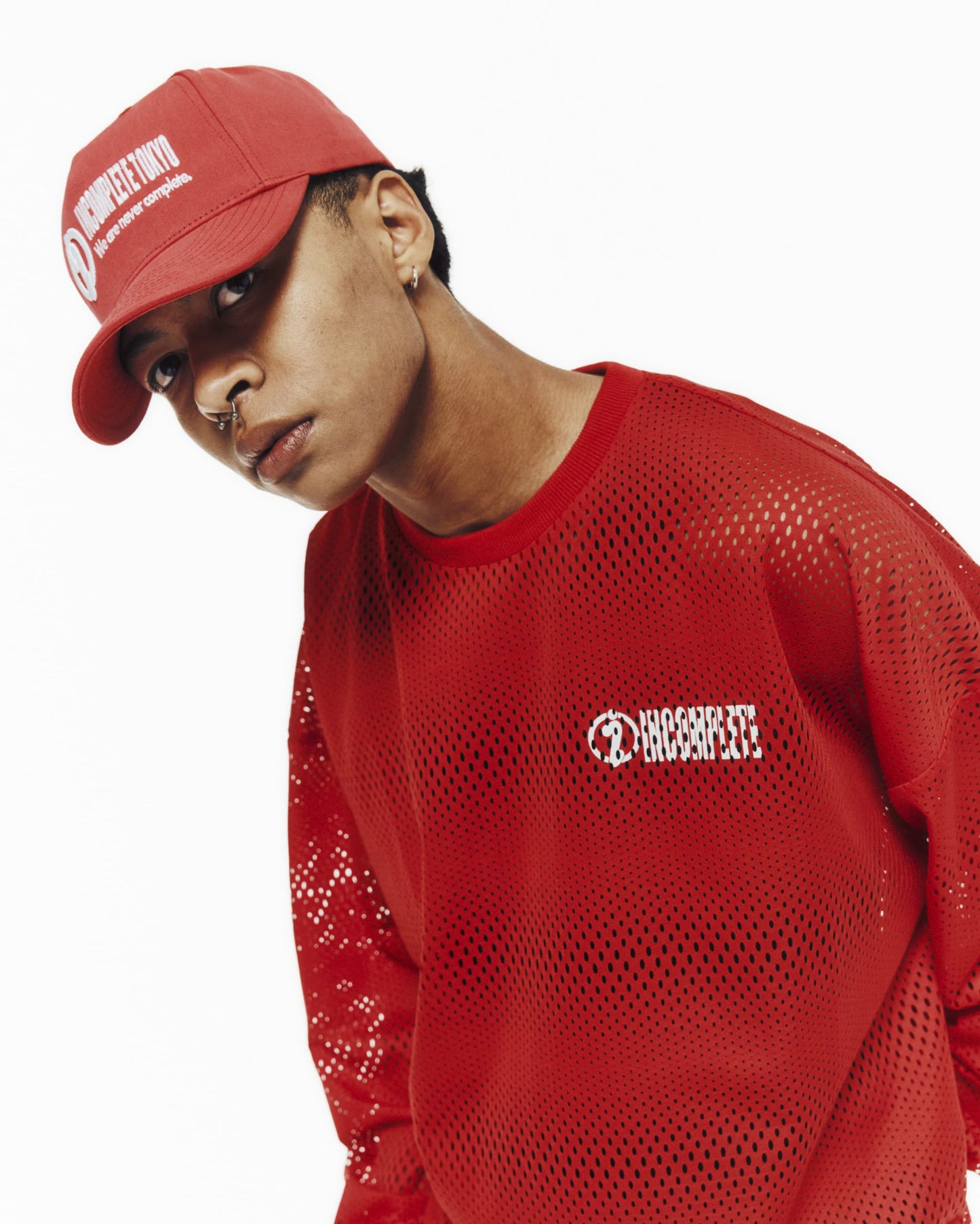 Mesh L/S Tee -RED-