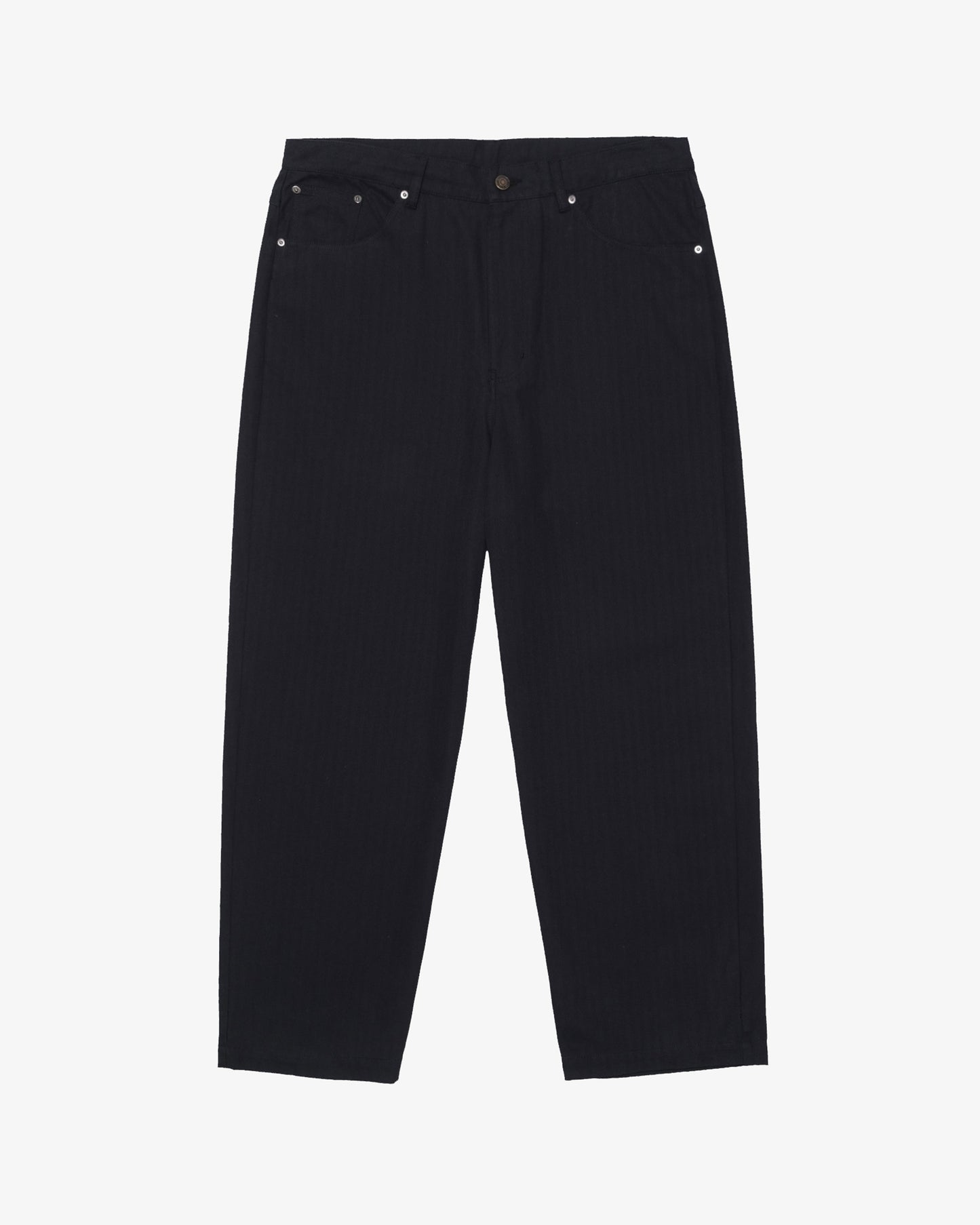 Herringbone Baggy pants -BLACK-