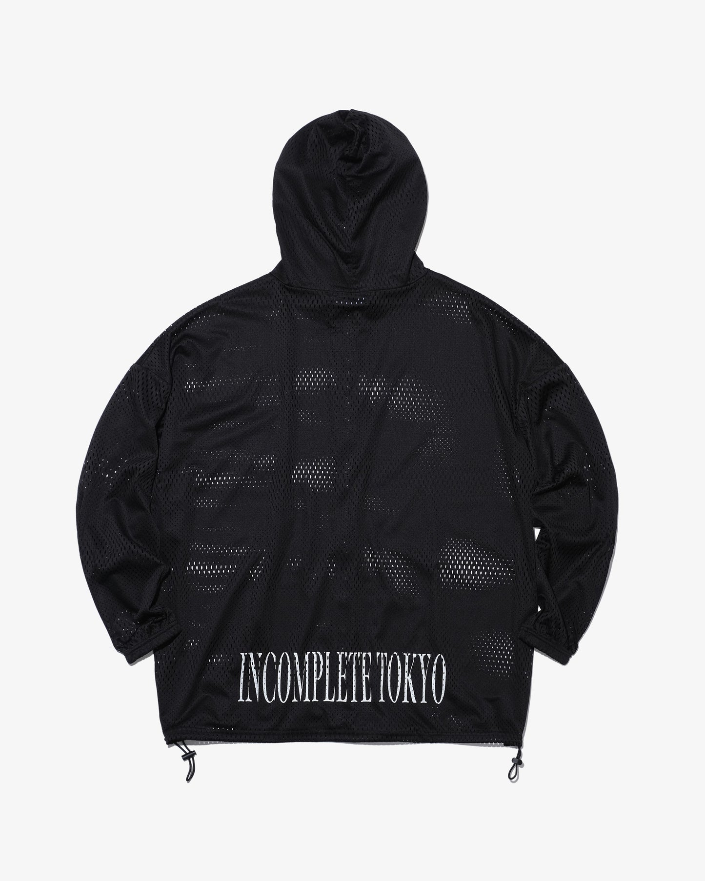 Mesh zip hoodie -BLACK-