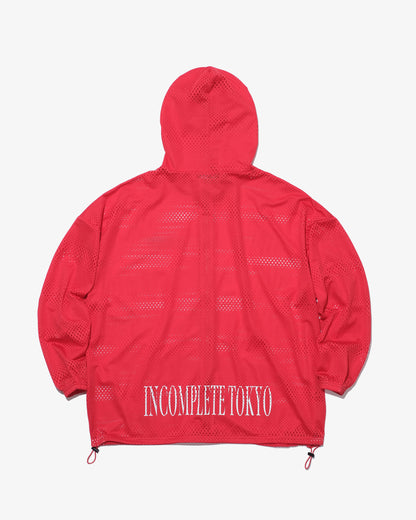 Mesh zip hoodie -RED-