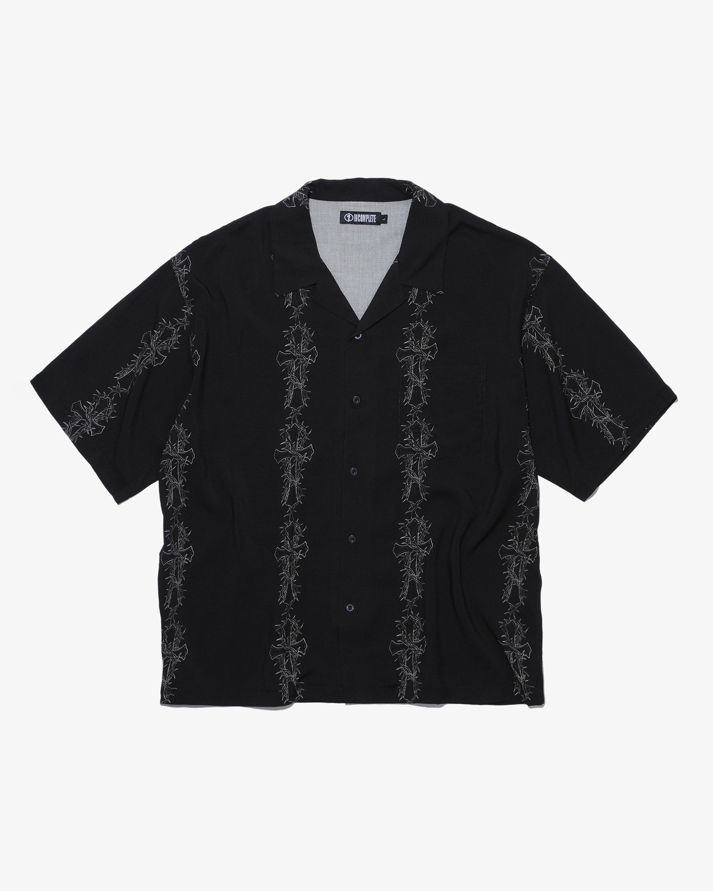 Cross pattern S/S shirts -BLACK-