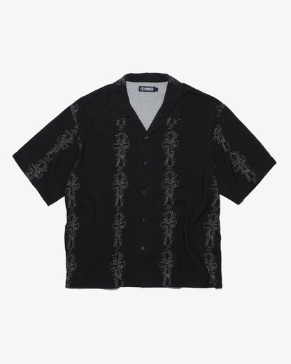 Cross pattern S/S shirts -BLACK-