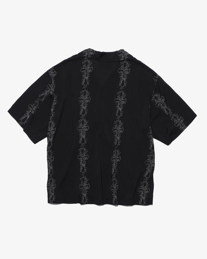 Cross pattern S/S shirts -BLACK-