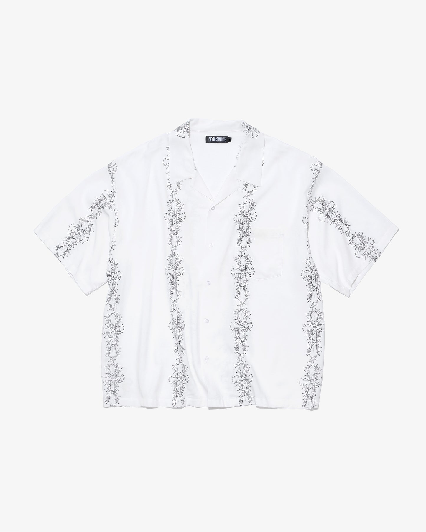 Cross pattern S/S shirts -WHITE-
