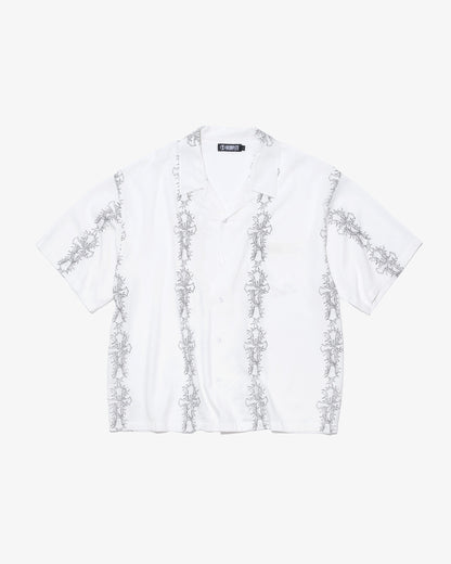 Cross pattern S/S shirts -WHITE-