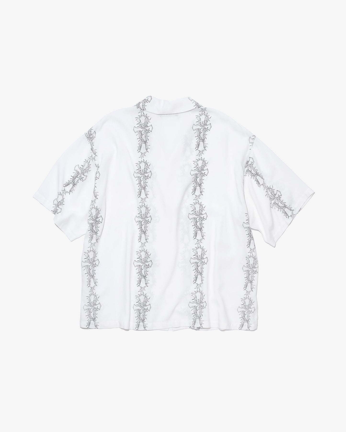 Cross pattern S/S shirts -WHITE-