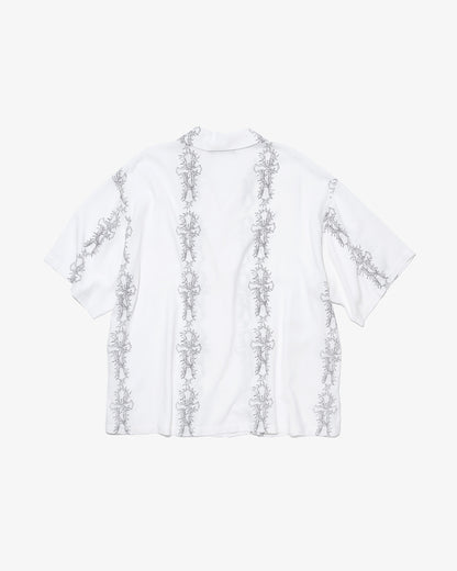 Cross pattern S/S shirts -WHITE-