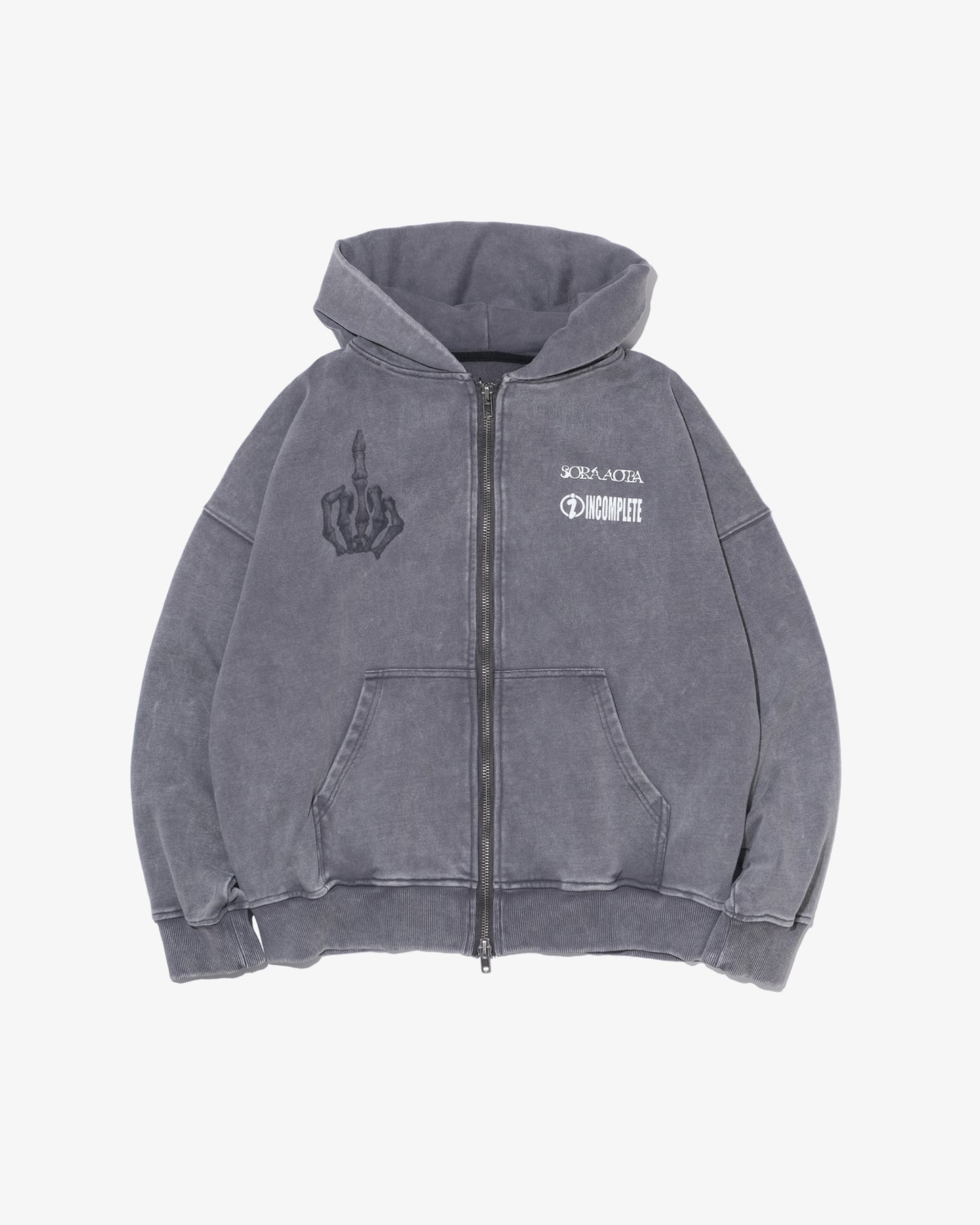 Faded zip hoodie (SORA AOTA) -BLACK-