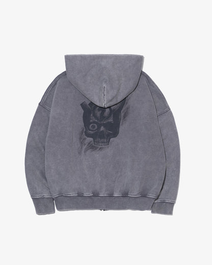 Faded zip hoodie (SORA AOTA) -BLACK-