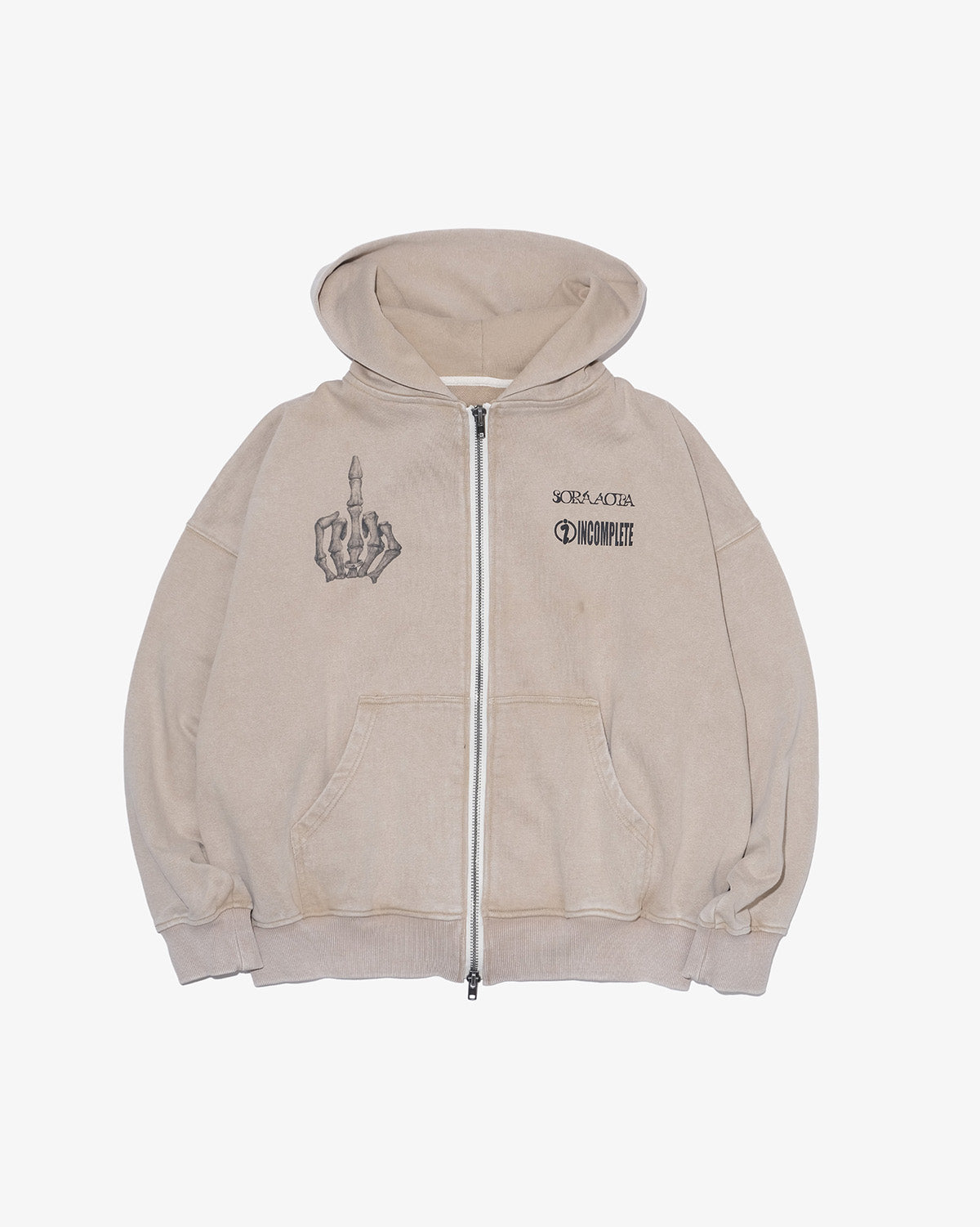 Faded zip hoodie (SORA AOTA) -IVORY-