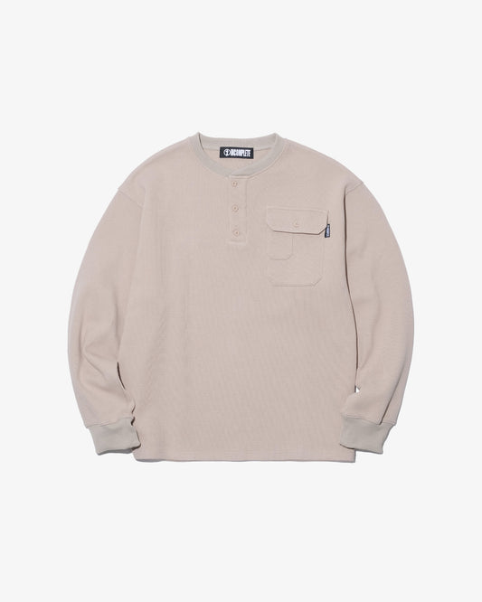 Waffle henly neck L/S Tee