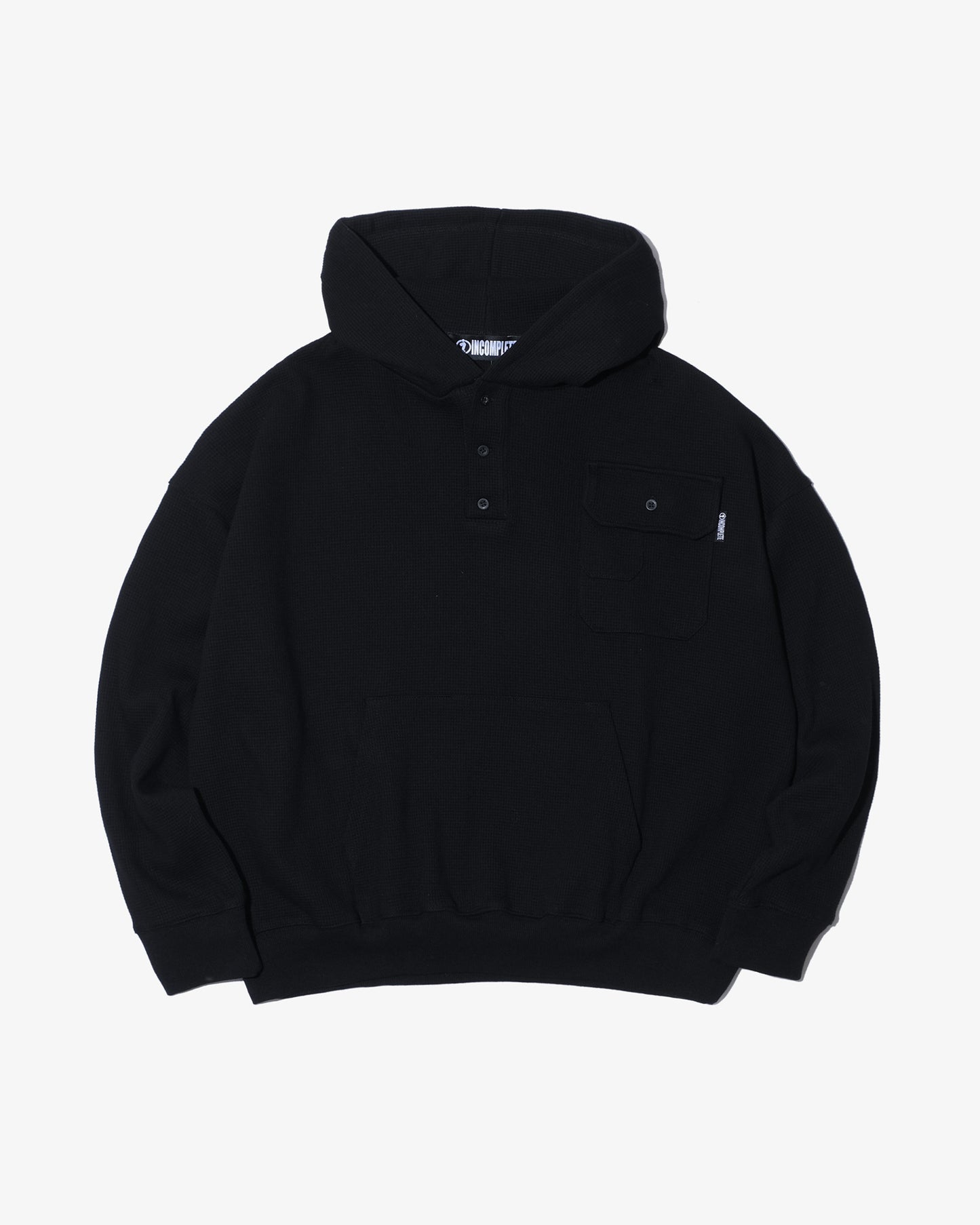 Waffle henly neck hoodie