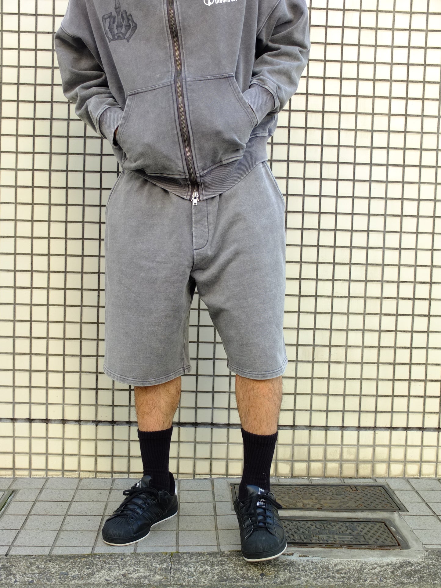 Faded Sweat shorts (SORA AOTA) -BLACK-