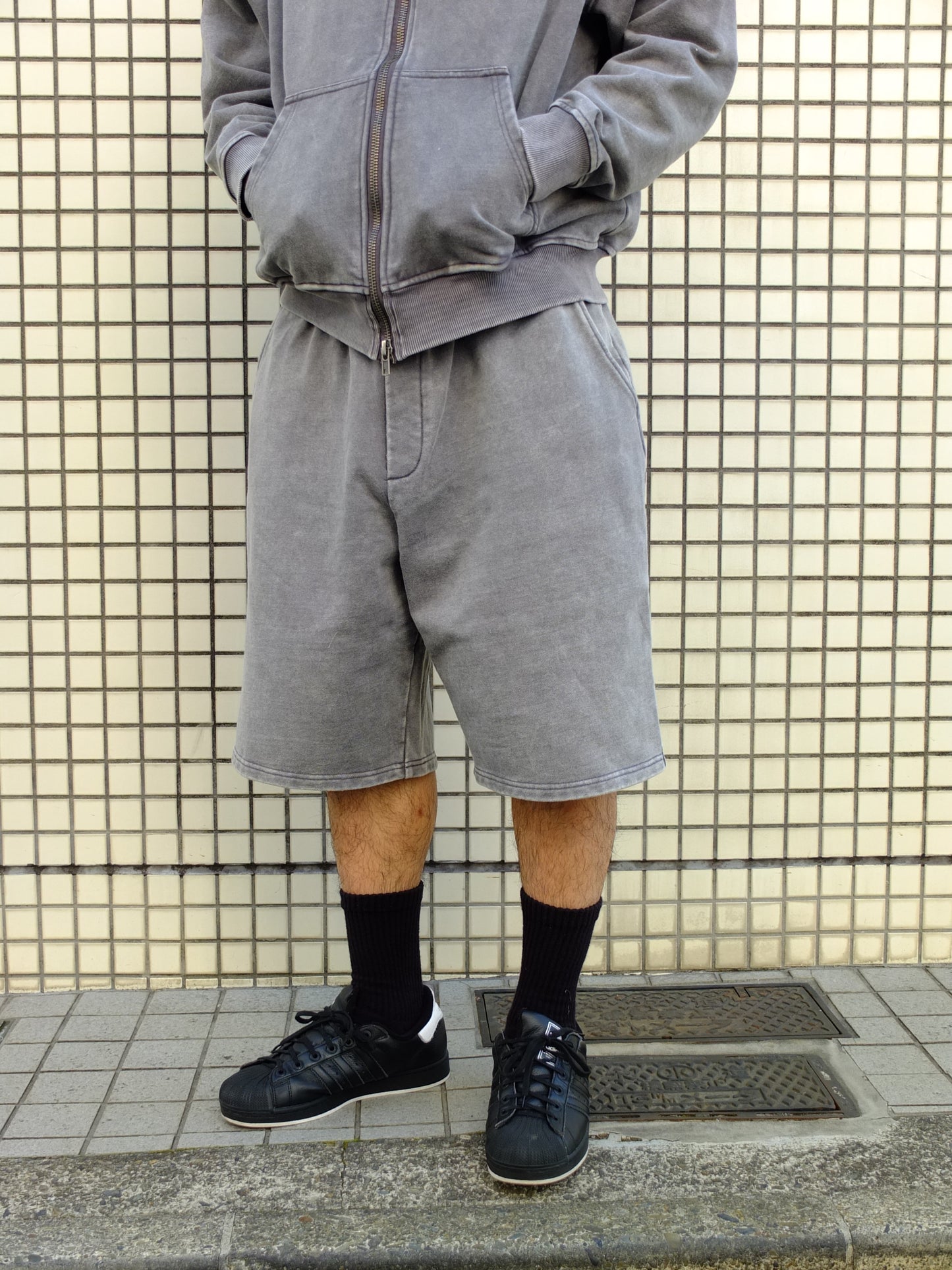 Faded Sweat shorts (SORA AOTA) -BLACK-