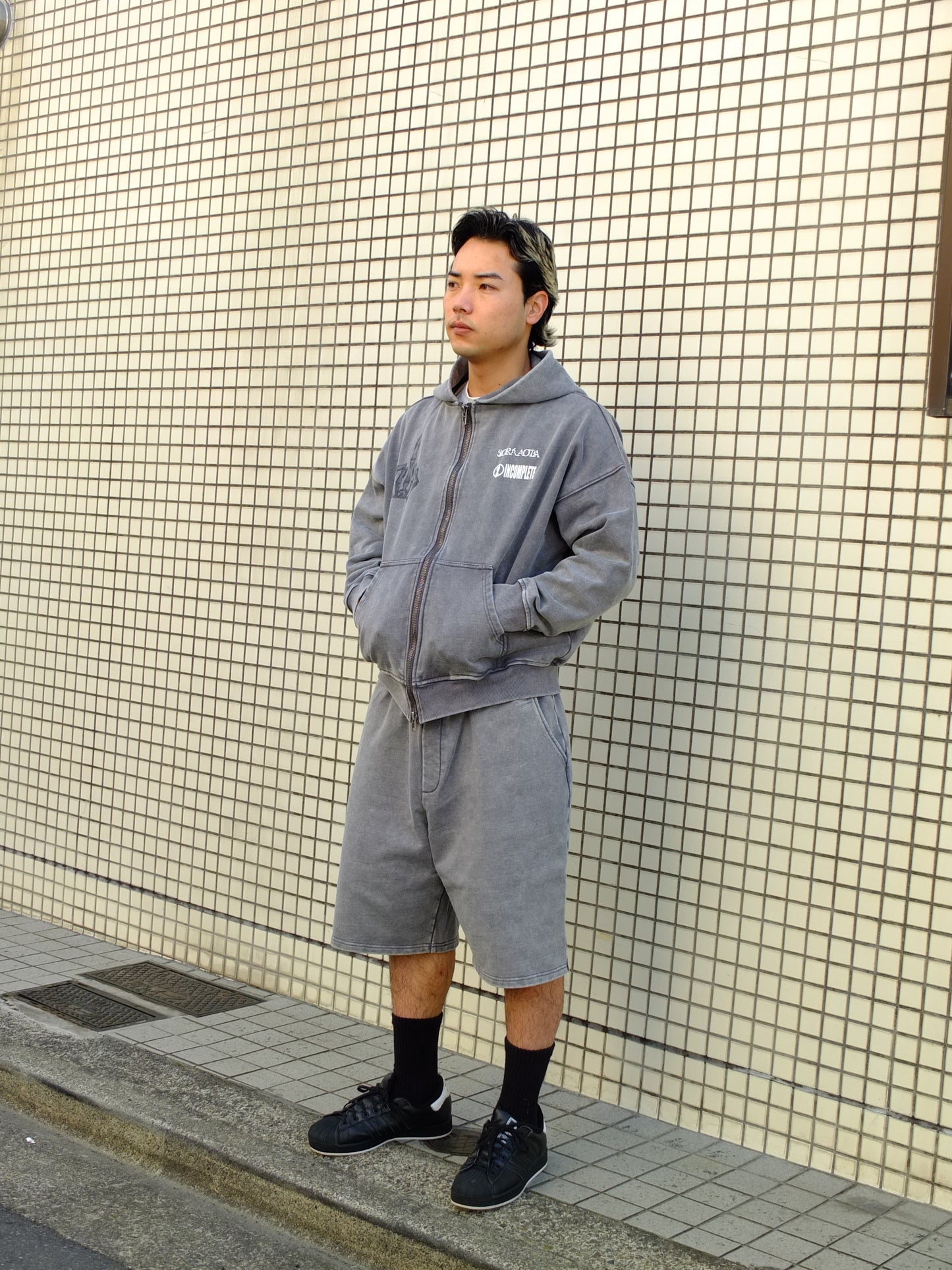 Faded Sweat shorts (SORA AOTA) -BLACK-