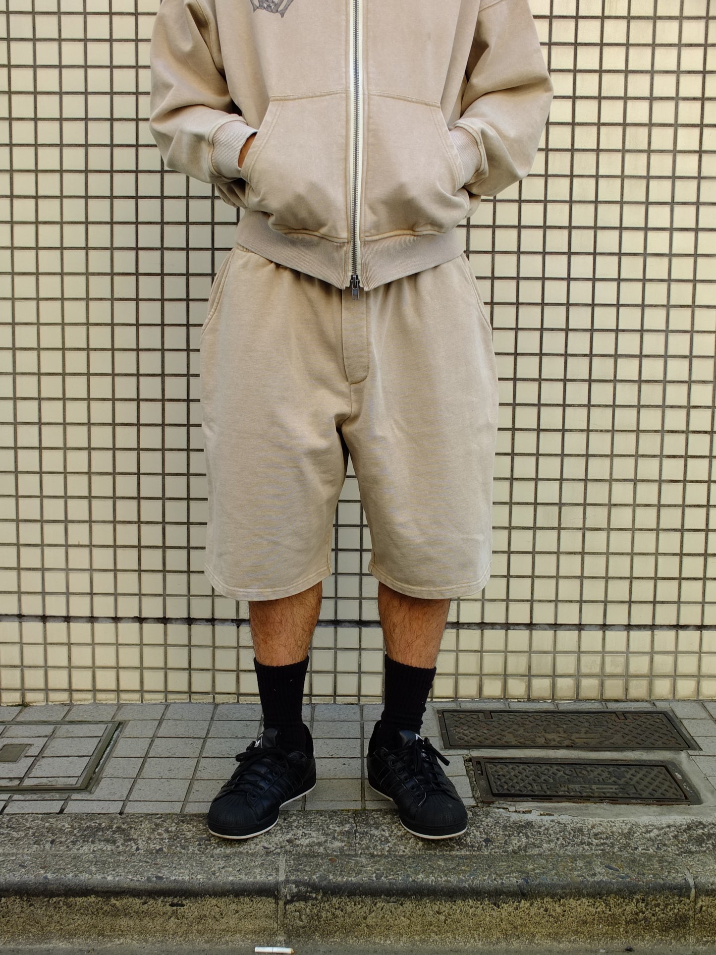 Faded Sweat shorts (SORA AOTA) -IVORY-