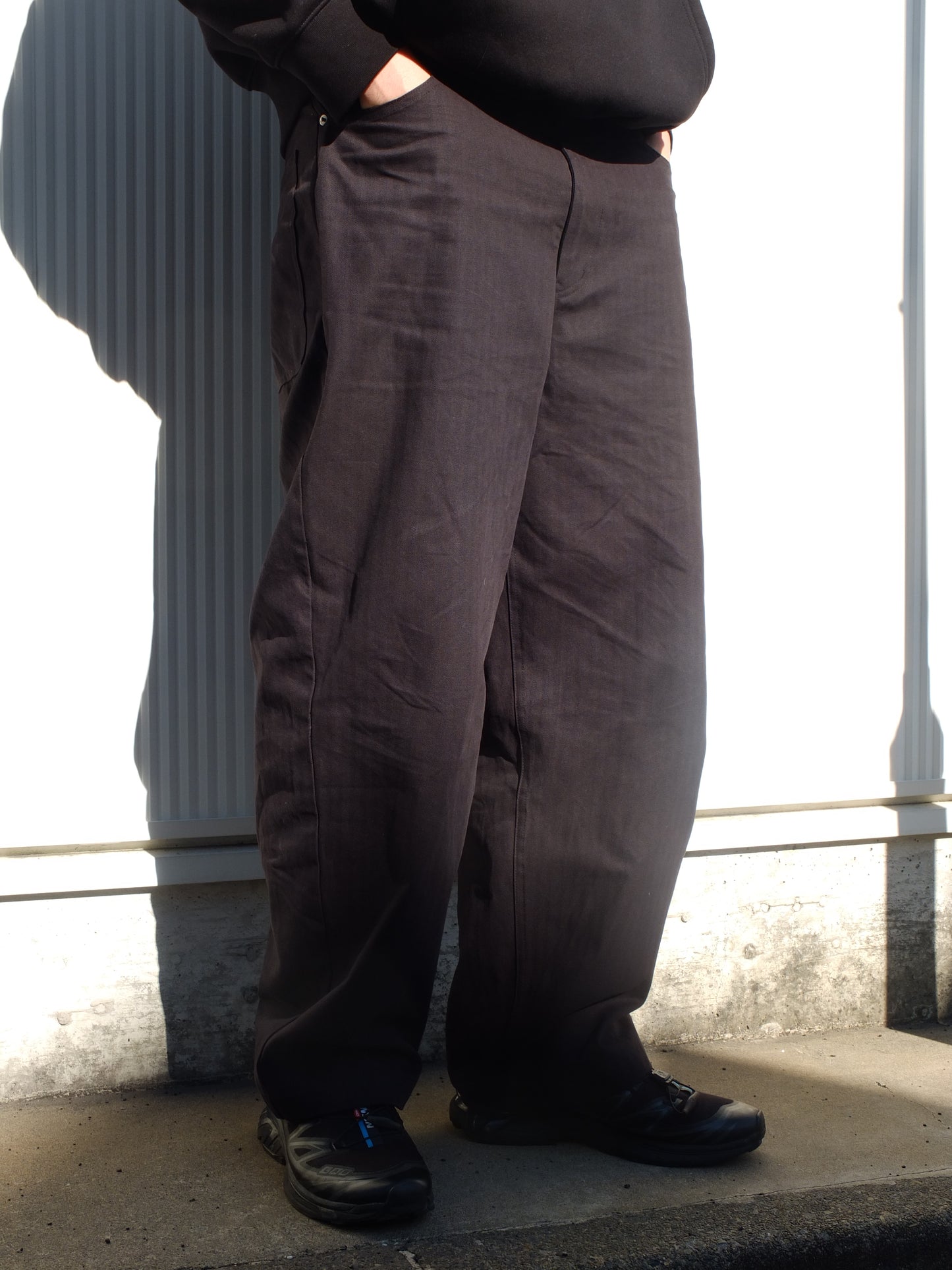 Herringbone Baggy pants -BEIGE-